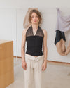 BASERANGE France organic cotton Nehru lace patchwork vest camisole BAS-TONT-LA-SP25-BLACK (BROWN)